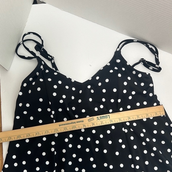 Swim Solutions Tankini Size 10 Black & White Polka Dots - Picture 13 of 14